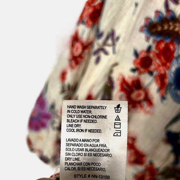 Women Sz M Cardigan Waterfall Duster Cover Up Boho Floral Flowy Patrons Of Peace - Picture 8 of 15